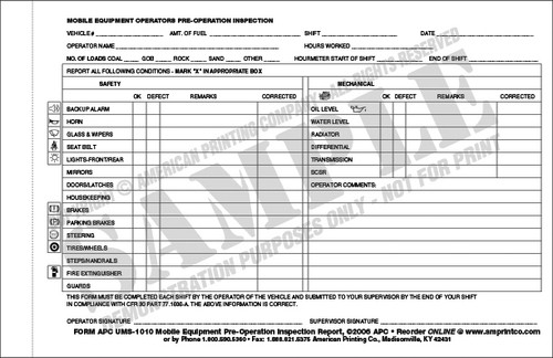 Electric Forklift | Pre-shift Inspection Checklist