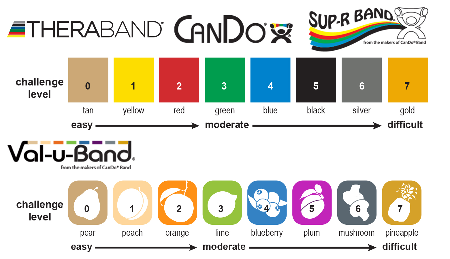 Thera Band Color Progression Chart