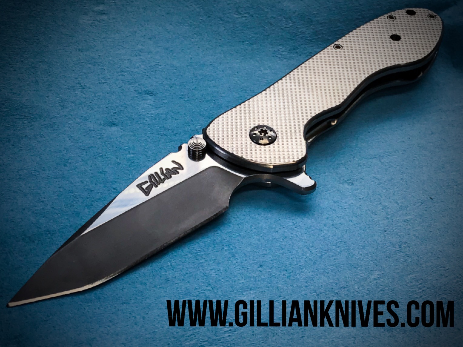 Milled Crosshatch Titanium Frame-Lock GillianKnives.com