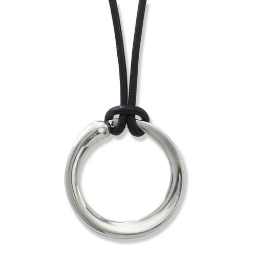 Sterling Silver Modern Circle Pendant with Lobster Claw Sterling Silver Modern Circle Pendant with Lobster Claw