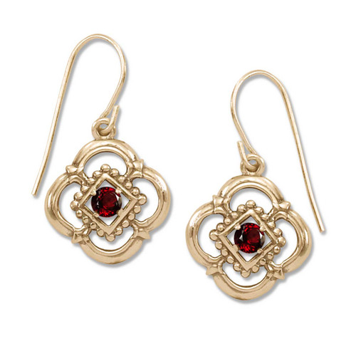 14kt Gold Verona Genuine Garnet Hoop Earrings 14kt Gold Verona Genuine Garnet Hoop Earrings