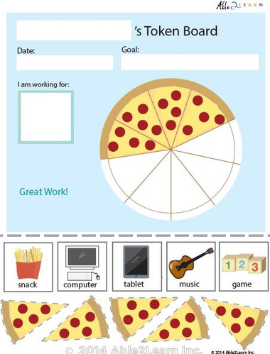 data speech sheets Tokens  Inc. Board Token Pizza 5  Able2learn  Food