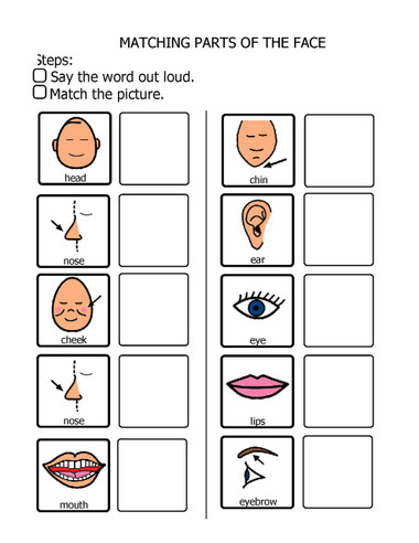 matching body parts and matching face free teaching resources