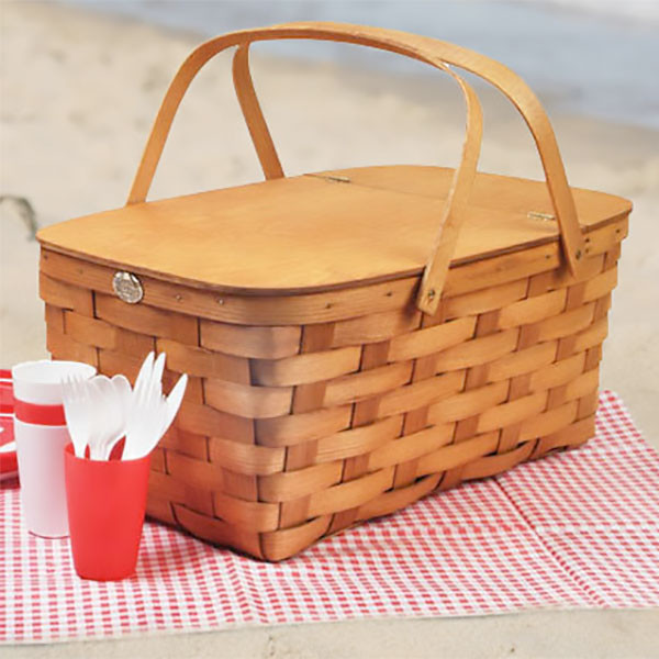 Peterboro Extra Large Picnic Basket with Hinged Lid