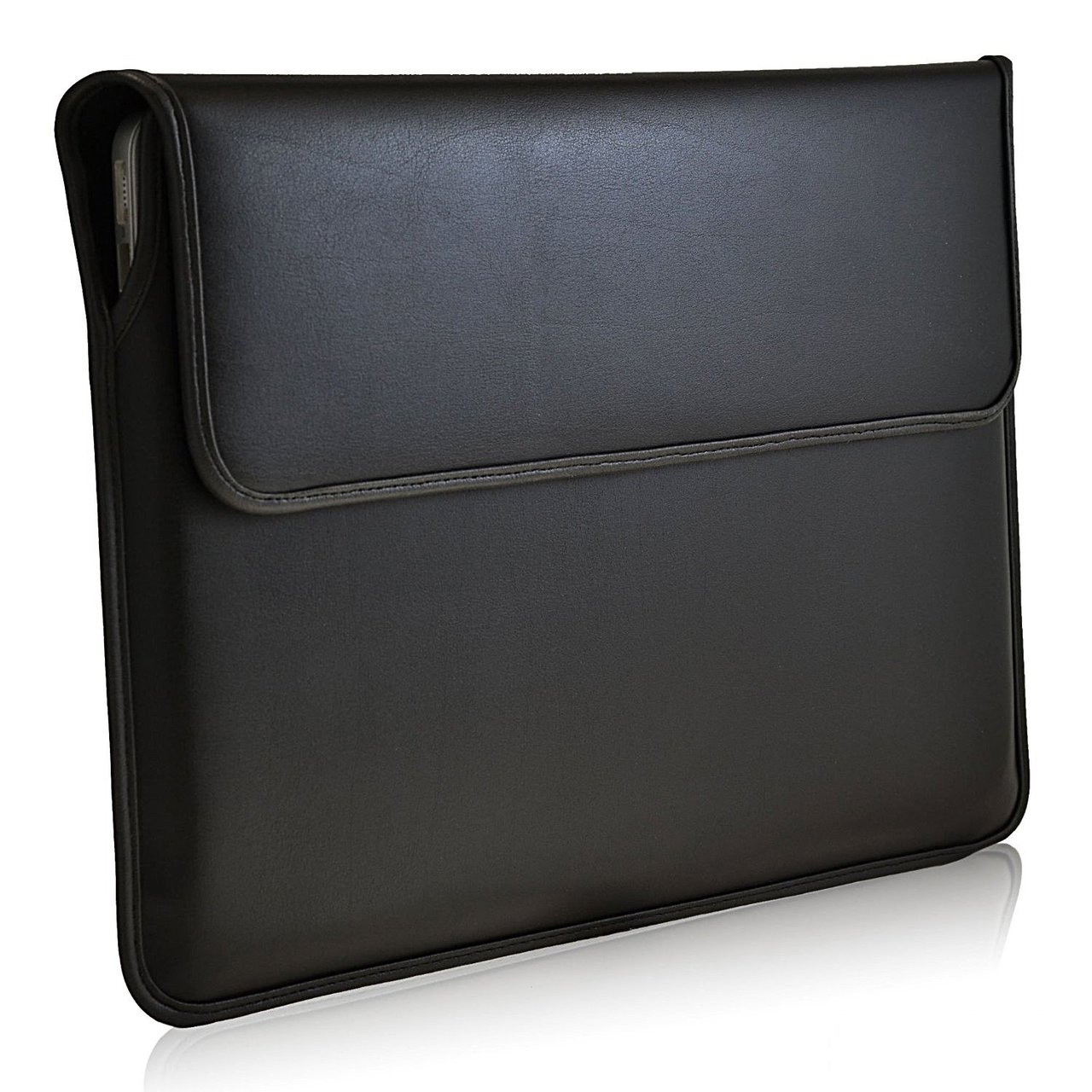 Black Leather 13.3in Laptop Sleeve Case for MacBook Air, Macbook Pro
