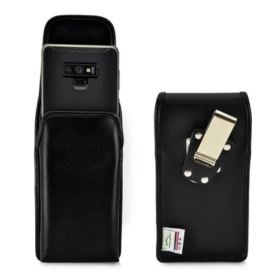 Samsung Note 9 and Note 8 Holster Metal Clip Case Pouch Leather Vertical Turtleback