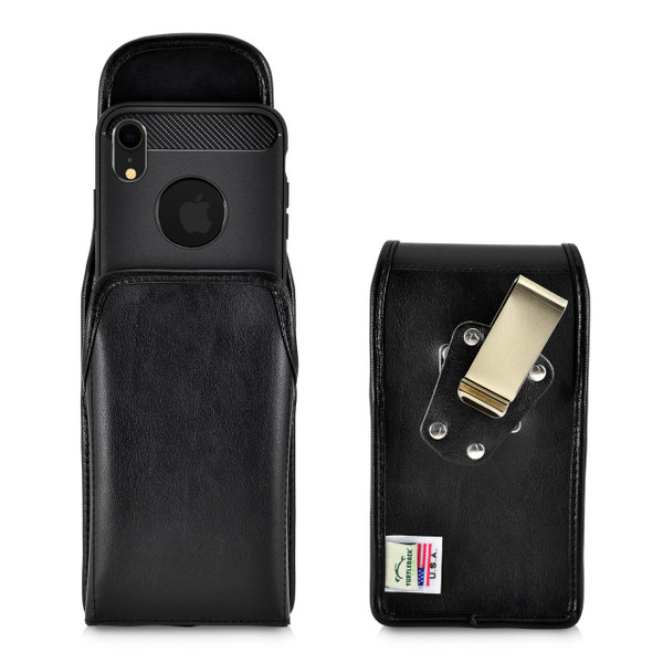 iPhone XR (2018) Belt Case Vertical Holster Black Leather Pouch Heavy