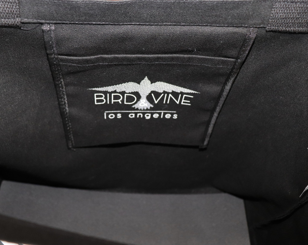 LOVE. BLACK CANVAS TOTE with 3 HEARTS on back.
