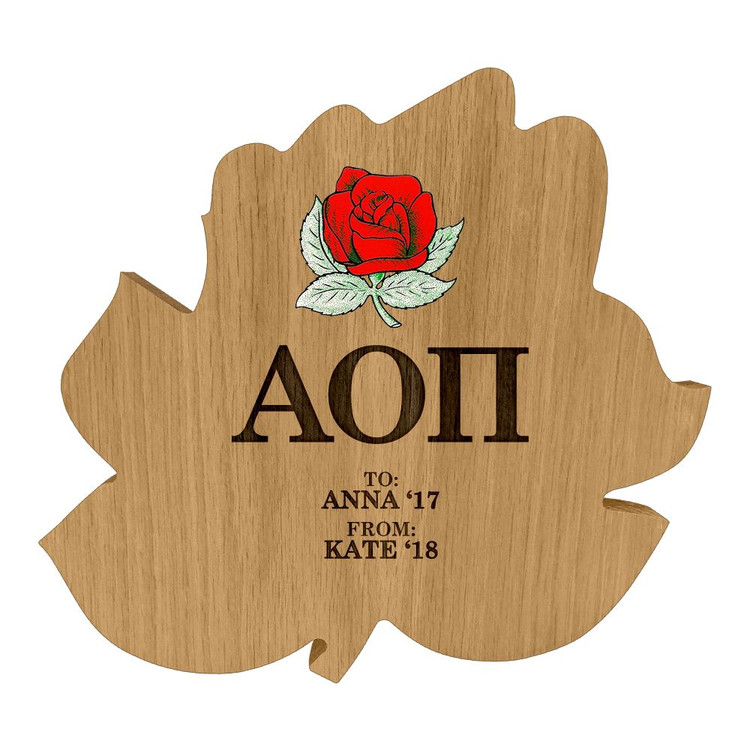 Alpha Omicron Pi Rose Paddle Plaque