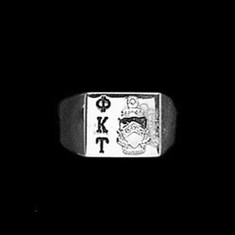 Sterling Silver Fraternity Square Base Ring with Deep Cut Letters Style A