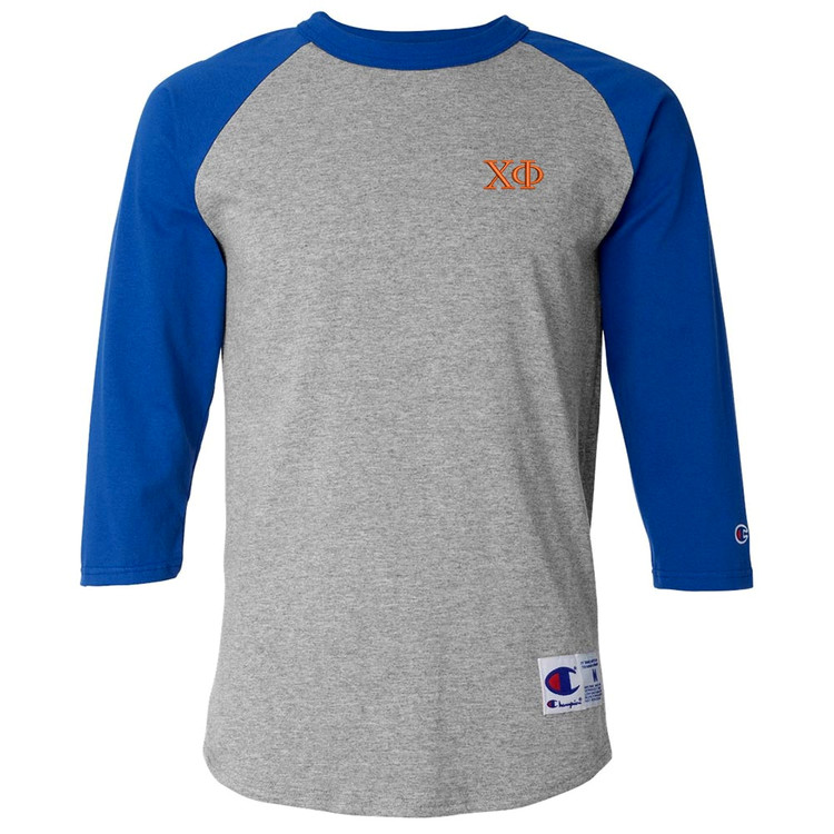 Fraternity & Sorority Embroidered Champion Raglan 3/4 Sleeve Jersey