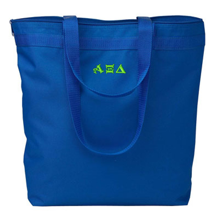 Zipper Closure Tote Bag with Letter Embroidery