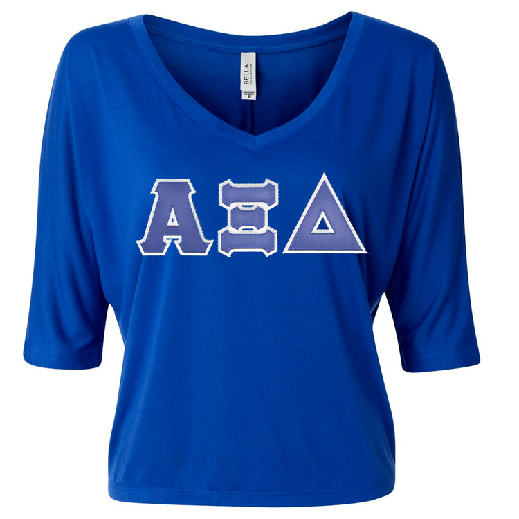 Sorority Lettered Bella Flowy V-Neck Cropped Top
