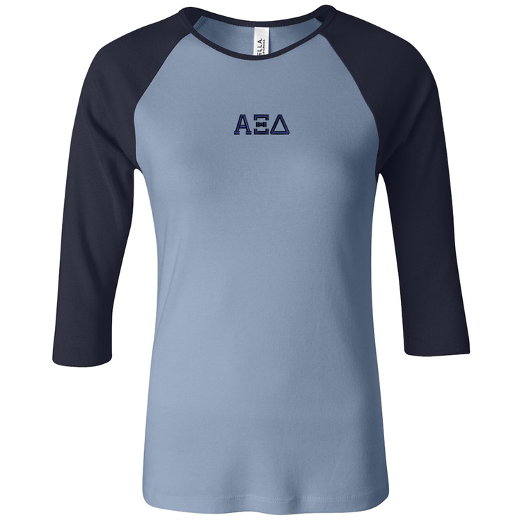 Ladies Embroidered Bella 3/4 Sleeve Raglan T-Shirt
