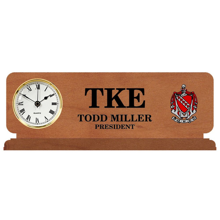 Fraternity & Sorority Engraved Walnut Clock
