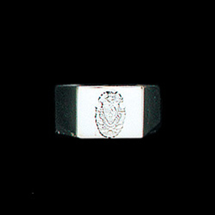 Sterling Silver Fraternity Square Base Ring with Crest