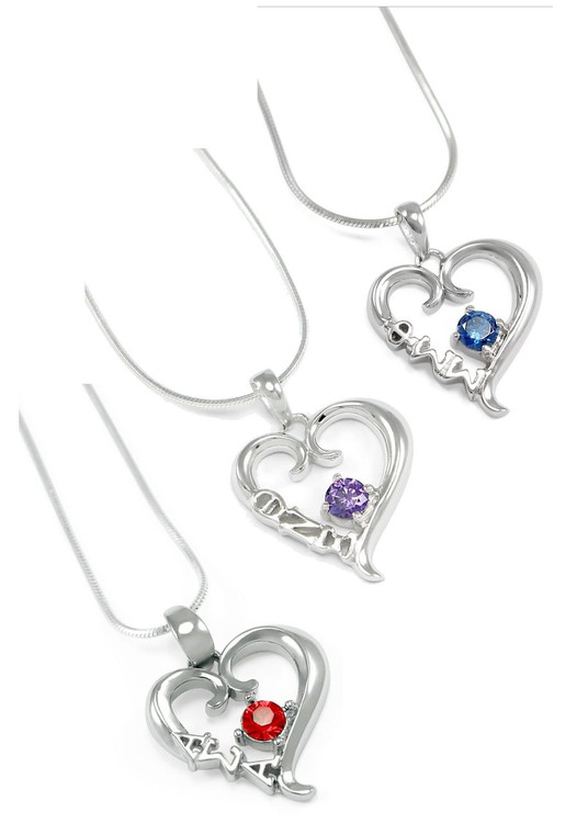 Sterling Silver Heart Pendant w/ Crystal