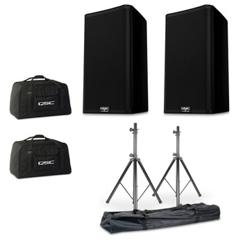 QSC K10.2 Powered Speaker Bundle with Stands and QSC Totes QSC K10.2 Powered Speaker Bundle with Stands and QSC Totes