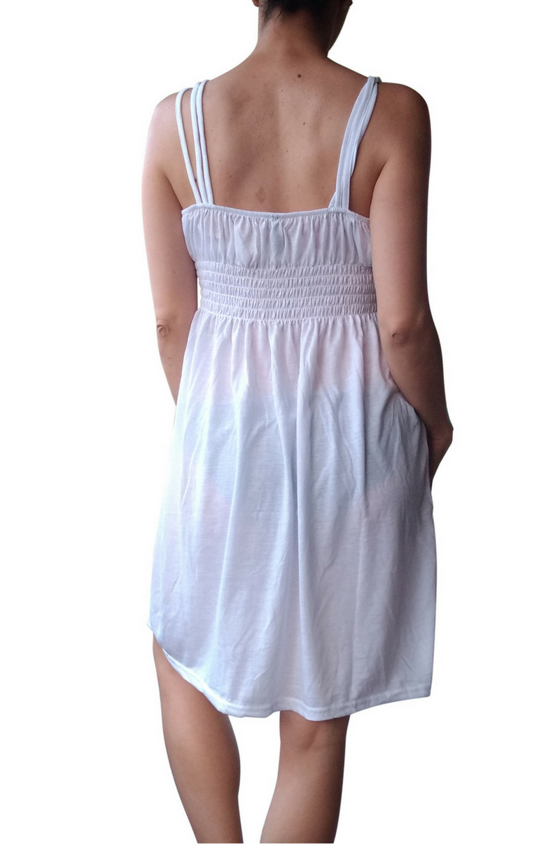 Solid White Sleeveless Dress! (D-58) - 5dollarfashions.com