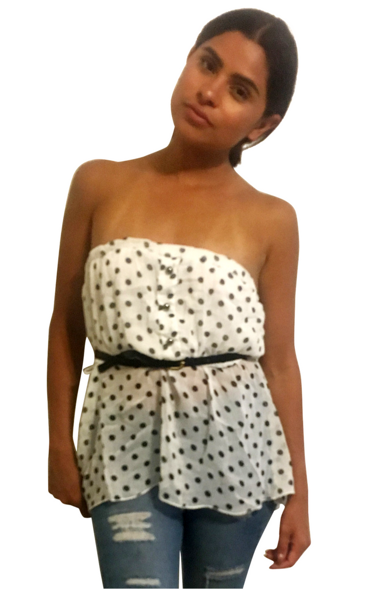 Plus Size Navy & White Polka Dot Top ties with a Bow in the Back! (B ...