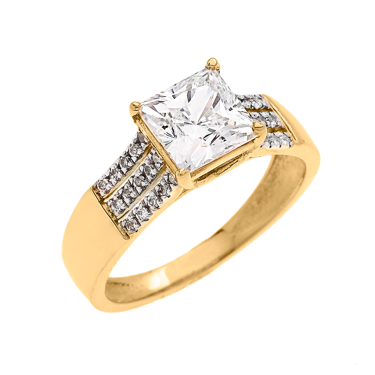 3 Carat Total Weight Cubic Zirconia Princess Cut Center 3 Carat Total Weight Cubic Zirconia Princess Cut Center