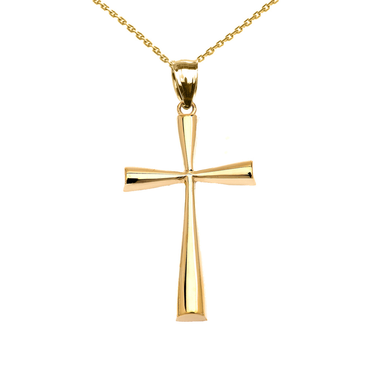 Yellow Gold Dainty Cross Pendant Necklace