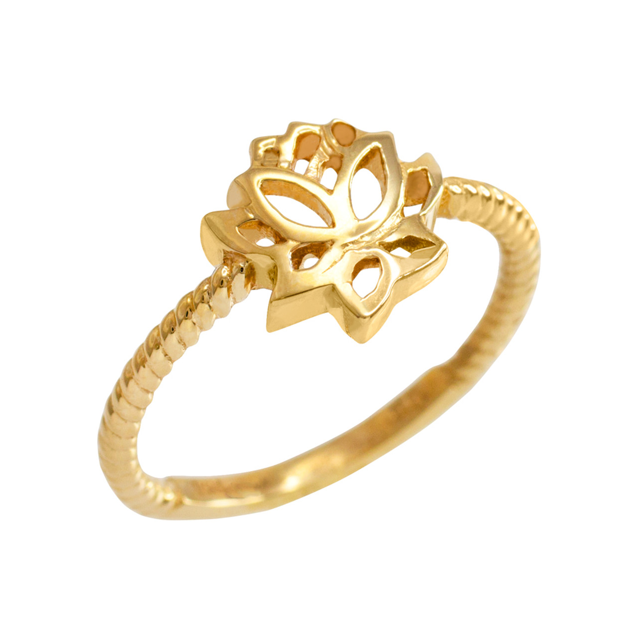 Gold Beaded Lotus Flower Ring