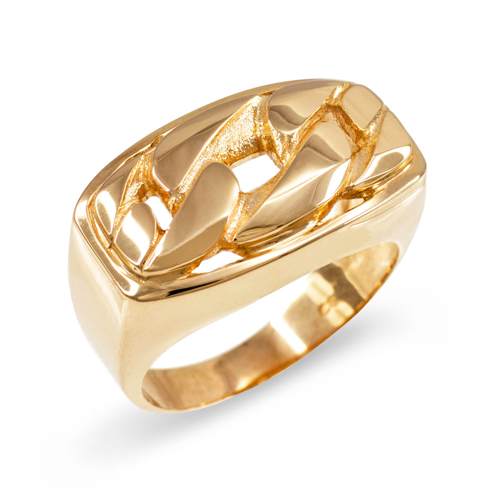 Gold Cuban Link Statement Ring