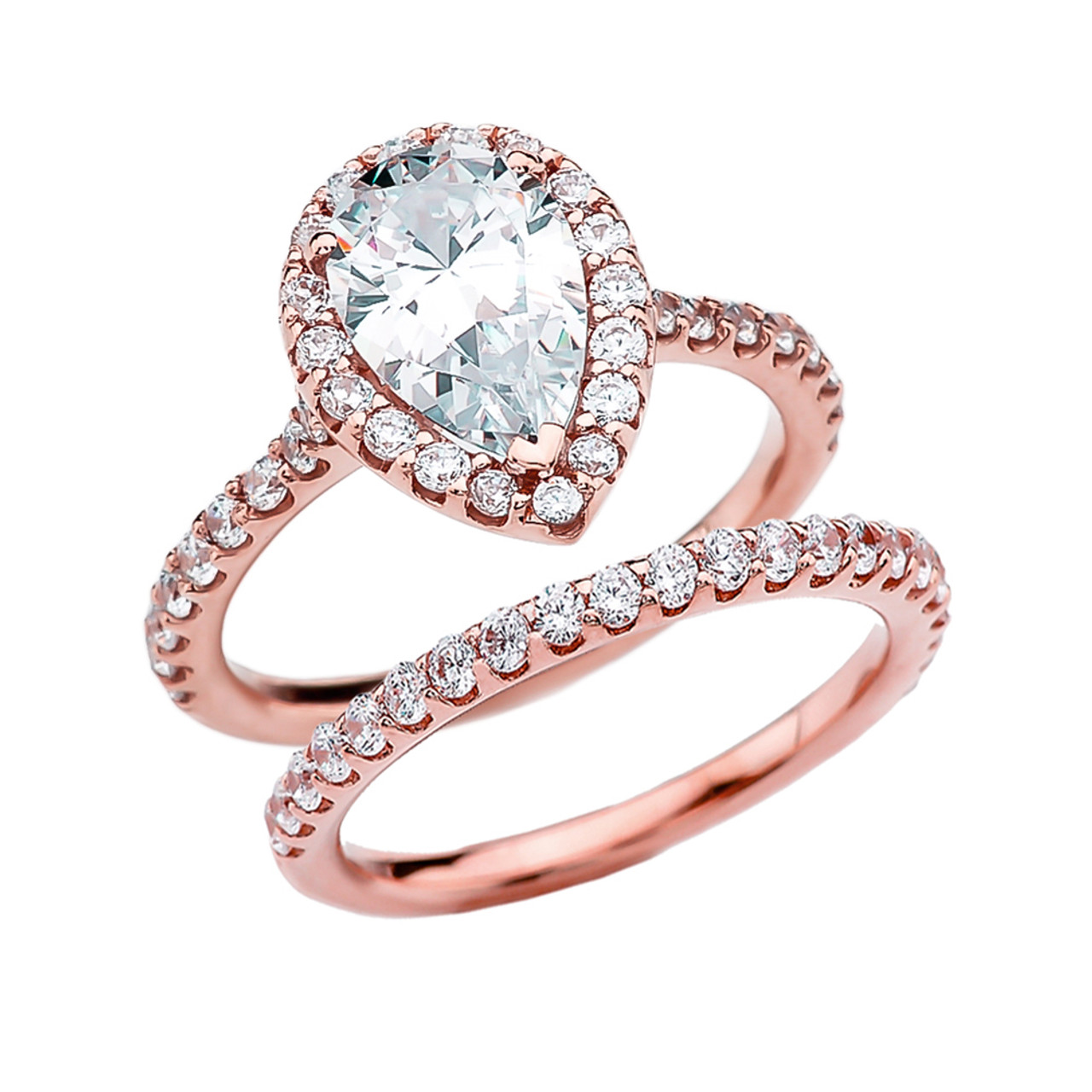 Cubic Zirconia Pear Shape Solitaire Elegant Rose Gold Engagement   QR5193R CZ  25577.1513285192 