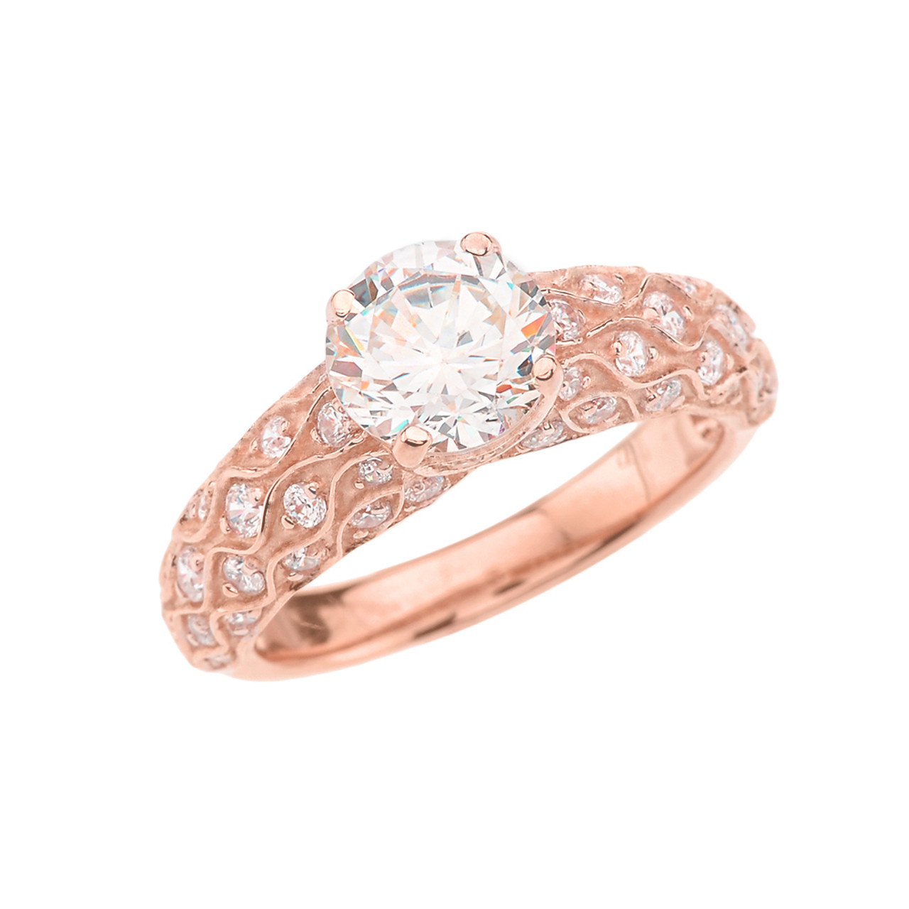 Rose Gold Engagement Ring With Cubic Zirconia Center Rose Gold Engagement Ring With Cubic Zirconia Center