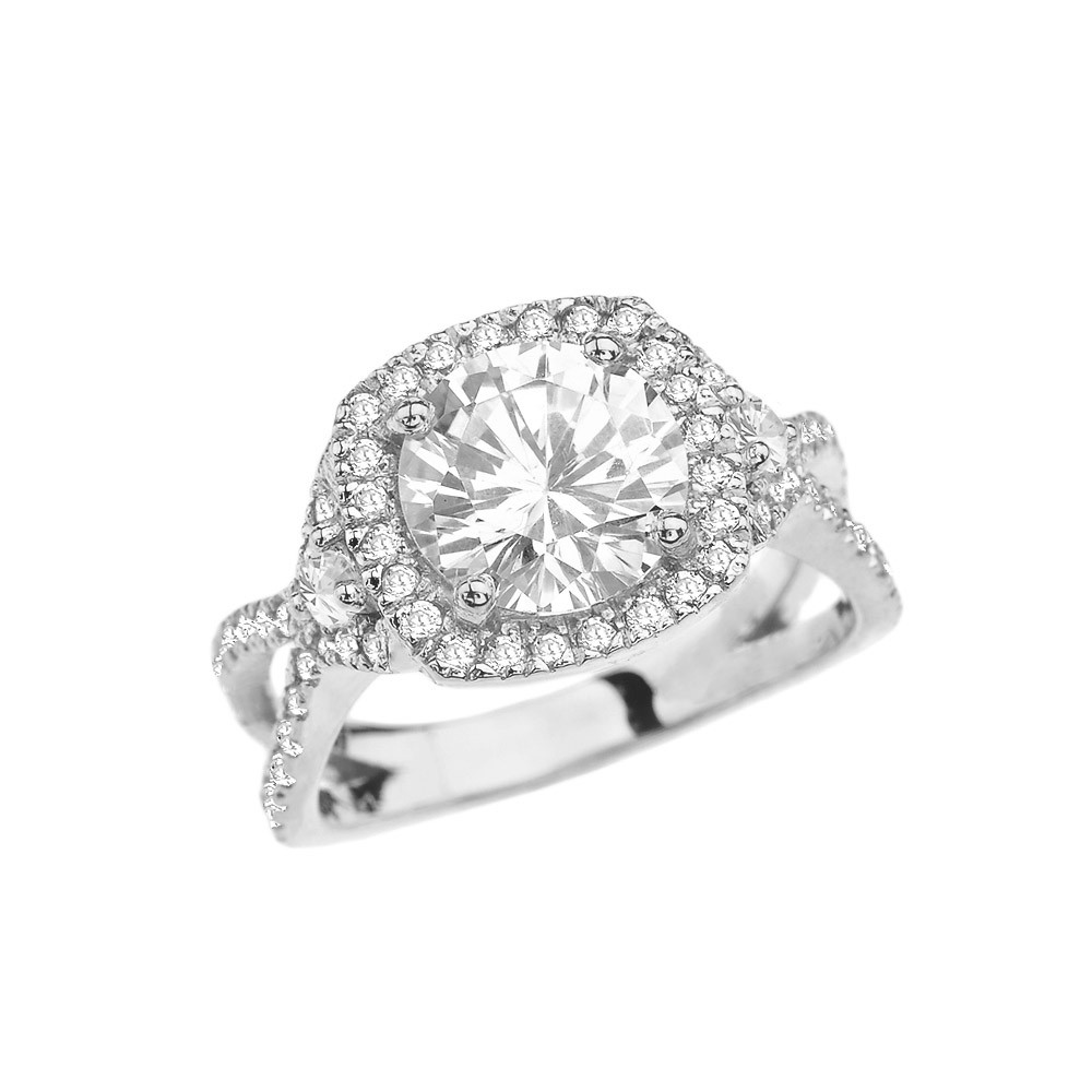 White Gold Twisted Halo Diamond Engagement/Proposal Ring ... (1280 x 1280 Pixel)
