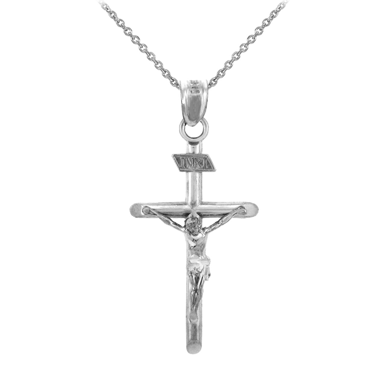 Silver crucifix necklace clearance