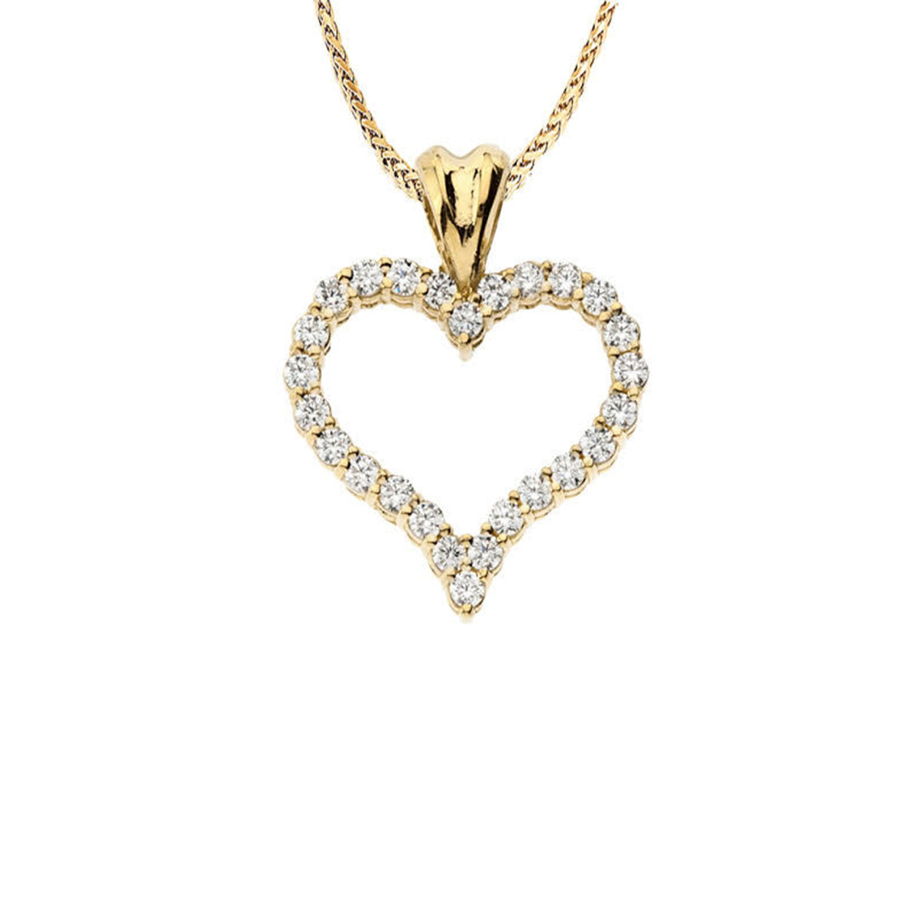 14K Yellow Gold Cubic Zirconia Open Heart Pendant Necklace 0 8   QP2186Ychain  09542.1516402983 