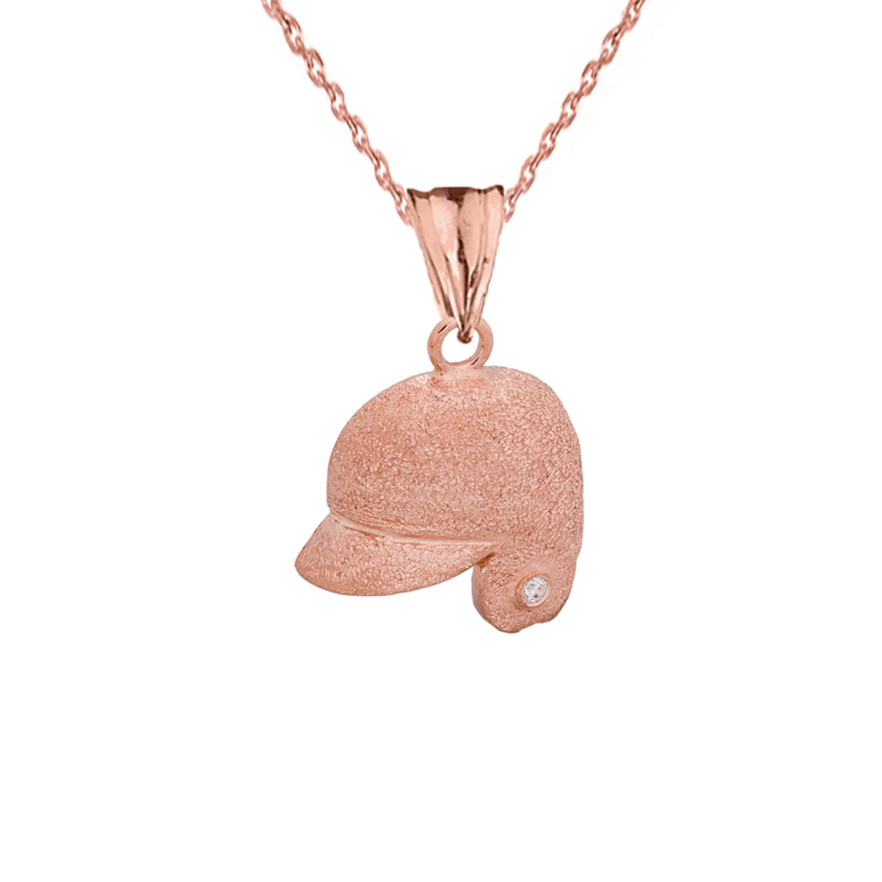 Fine 14k White Gold Baseball Player Sports Pendant Necklace