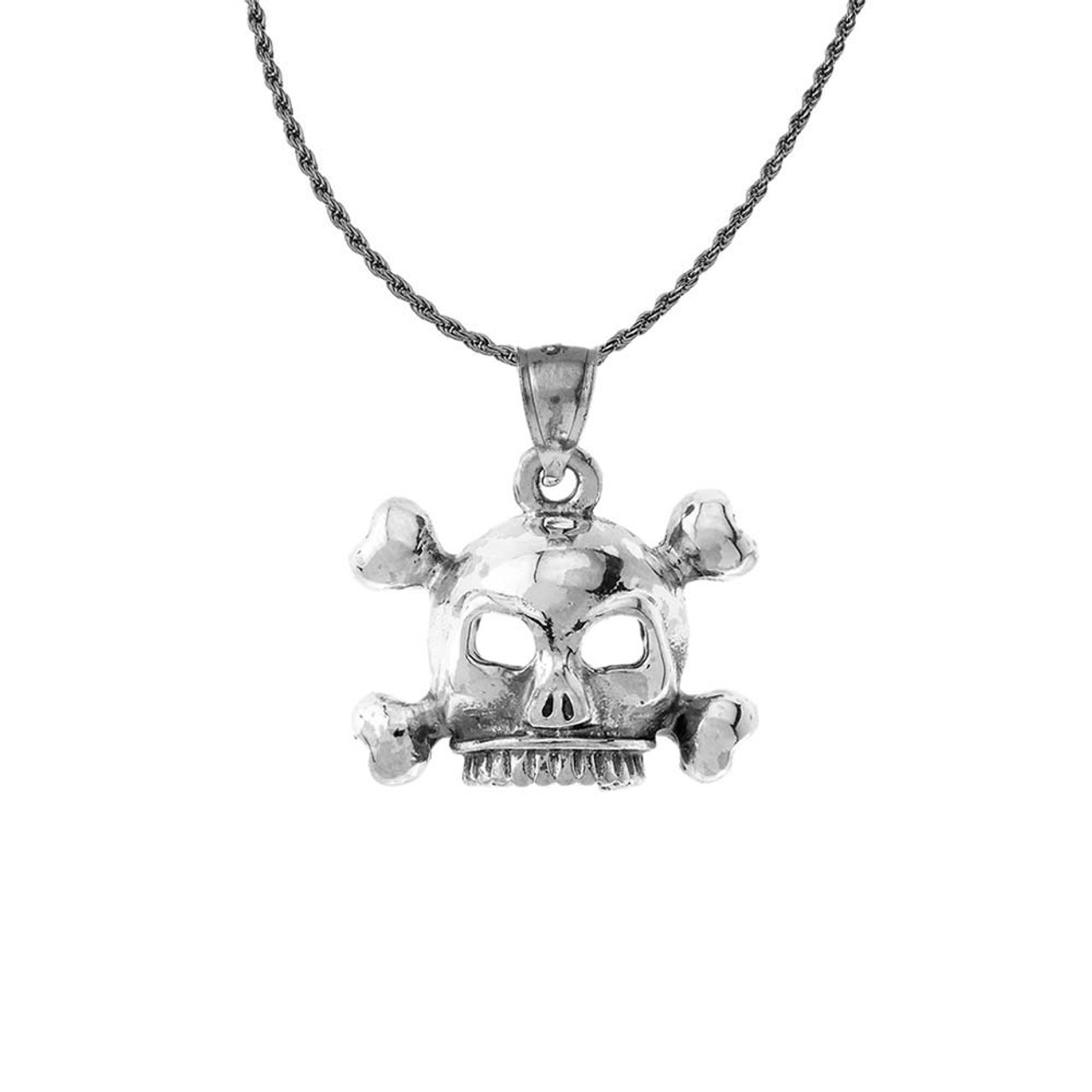 vintage style skull bones pendant necklace in sterling silver