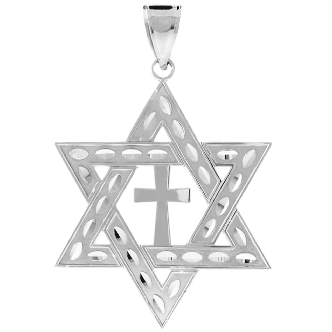 925 sterling silver gold jewish star of david cross pendant