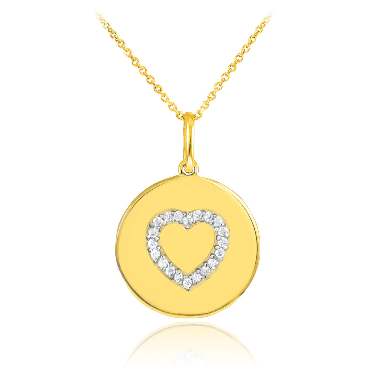 Disc Pendant Necklace Heart Disc Pendant Necklace Diamond Disc