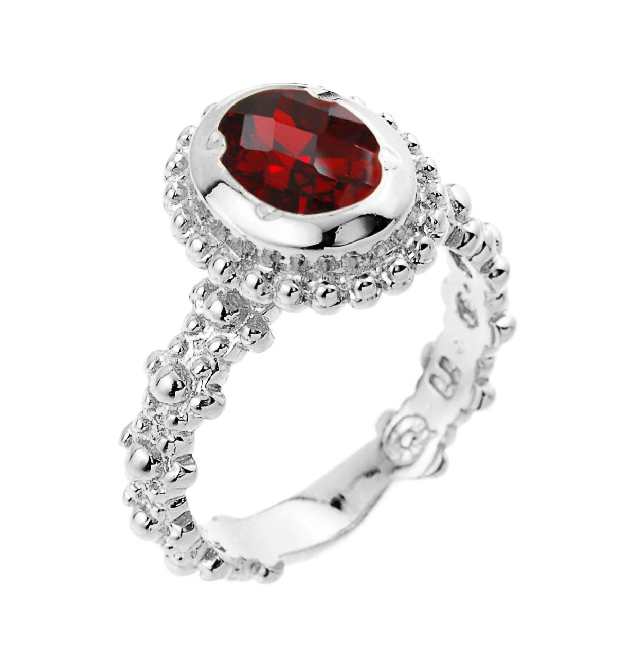.925 Sterling Silver Genuine Garnet January Birthstone Ladies Ring | eBay