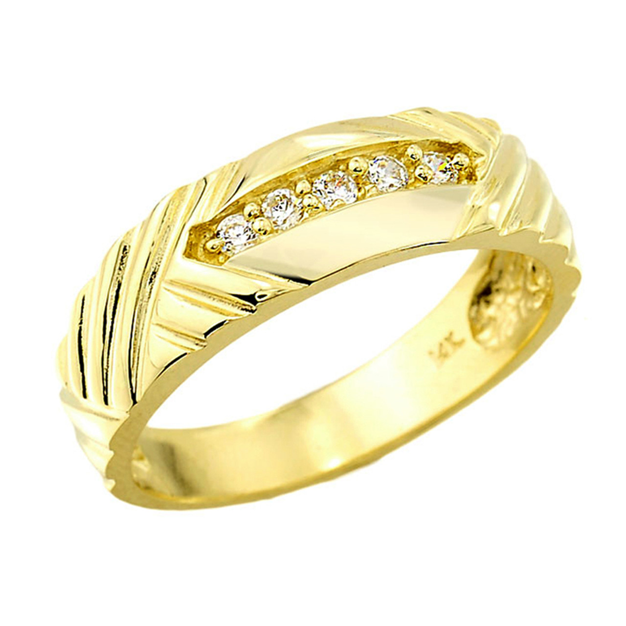  Solid  Gold  Men s Diamond Wedding  Band  Mens Diamond Ring  