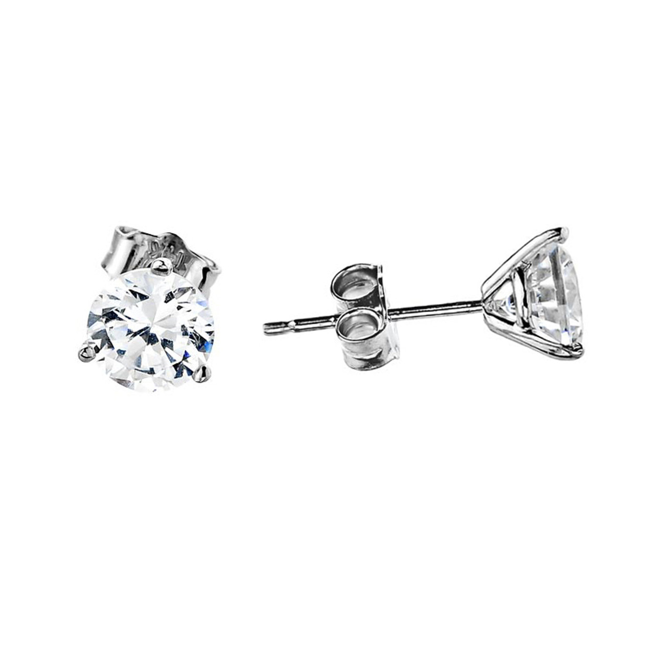 White Gold Martini Diamento Stud Earrings1 Cz Stud Earrings Martini In 14k White Gold