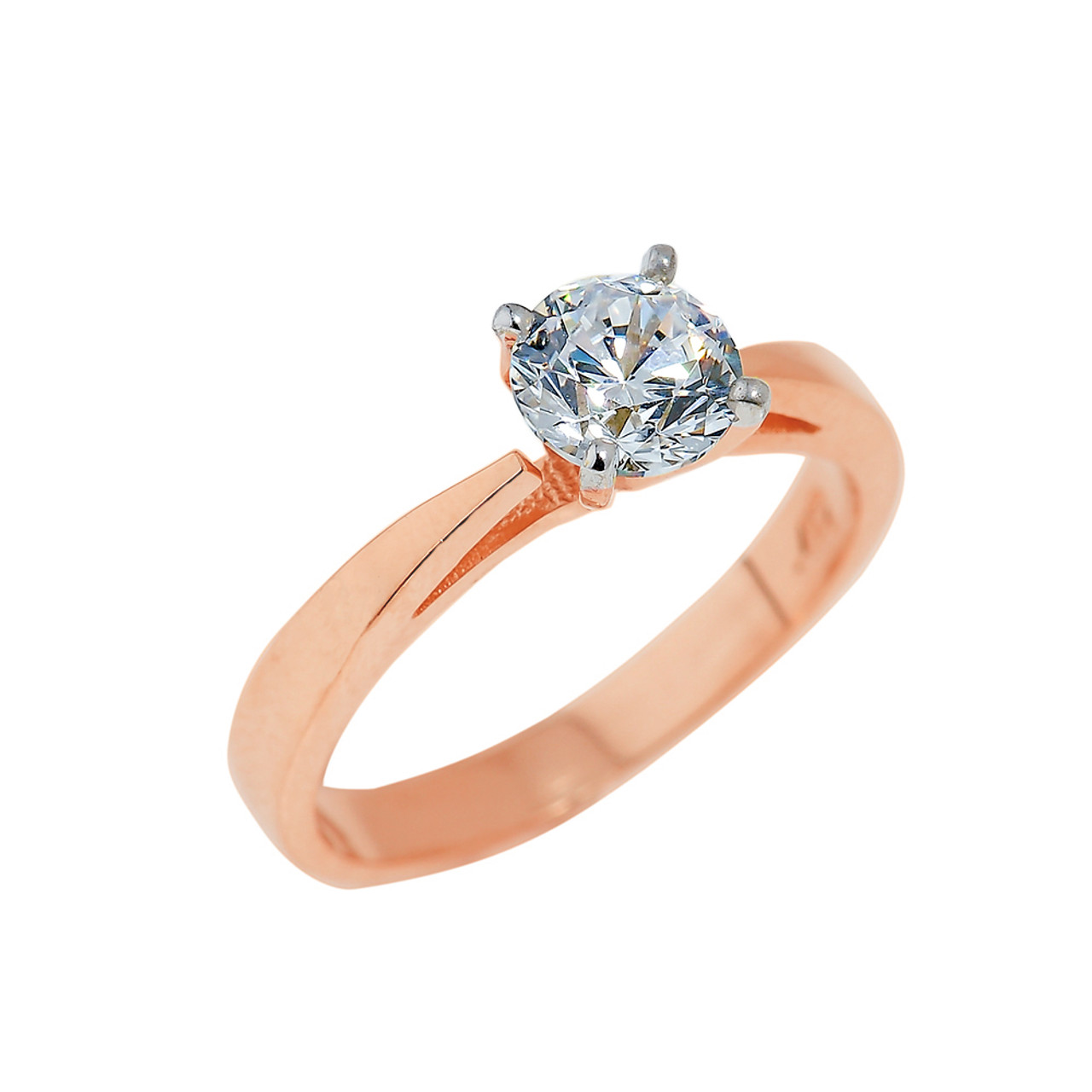 Rose  Gold  Engagement  Ring  with Round Cut CZ  Engagement  Rings 