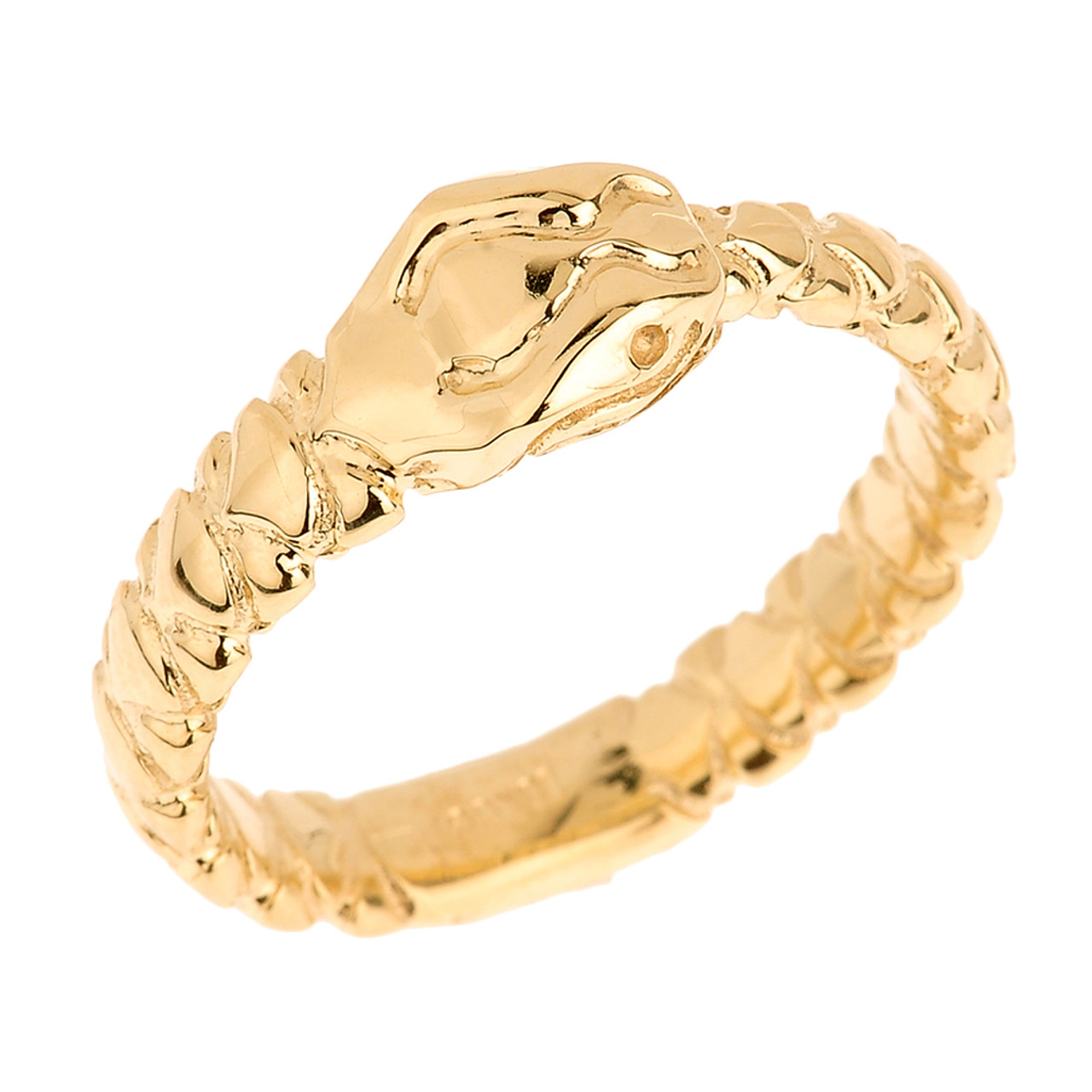 Solid Yellow Gold Unisex Ouroboros Snake Thumb Ring (7 mm ...