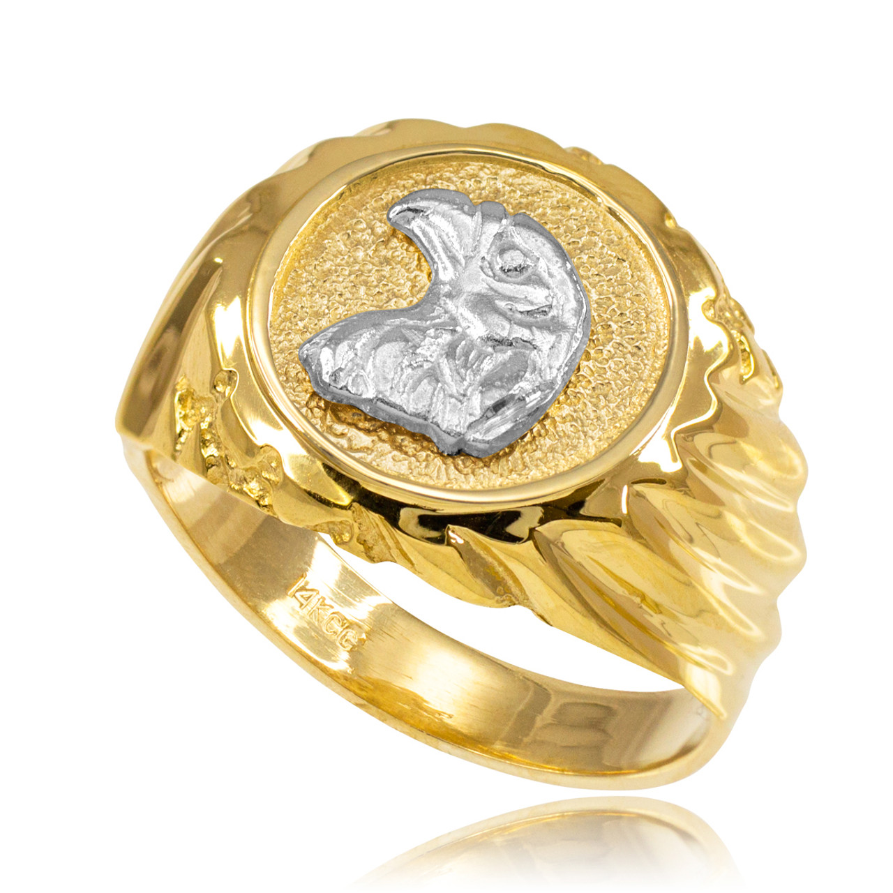 Gold Eagle Head Men\u002639;s Ring