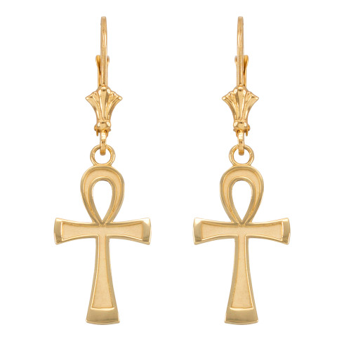Gold Egyptian Ankh Cross Earrings Gold Egyptian Ankh Cross Earrings Solid