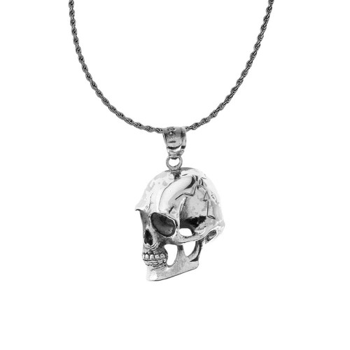 oxidized sideways skull pendant necklace in sterling silver