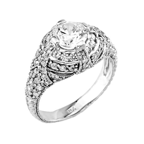 14k White Gold Cubic Zirconia Engagement Ring Factory 14k White Gold Cubic Zirconia Engagement Ring Factory