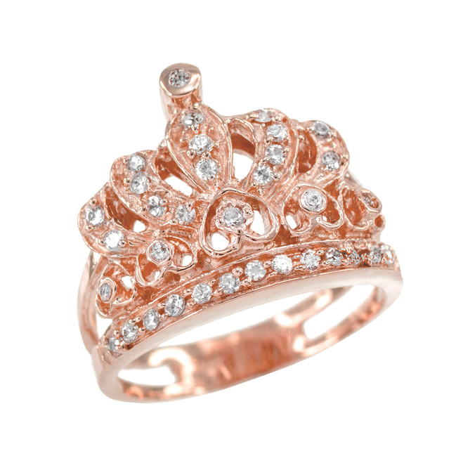 Rose Gold Crown Quinceanera 15 Anos CZ Ring