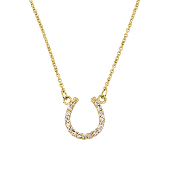 14K Gold Diamond Horseshoe Necklace