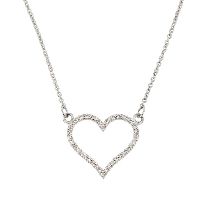 14K White Gold Double Heart Necklace