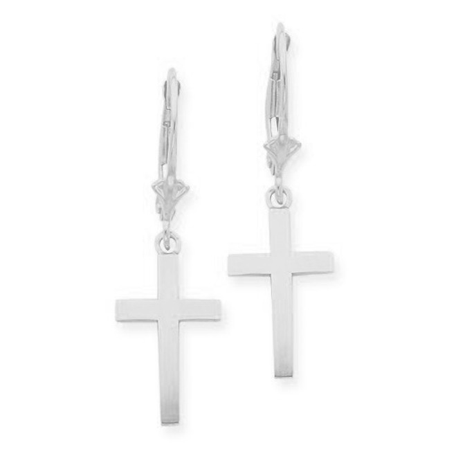 Cross Earrings Gold White White Gold Cross Leverback Earrings